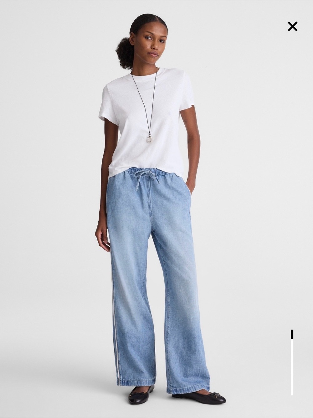Madewell Pull-On Track Pants in Airy Denim